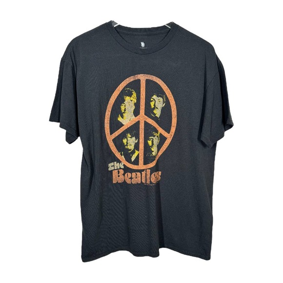 Junk Food Clothing Tops - Junk Food The Beatles Peace Sign Tee Medium Band Graphic Black Oversized New